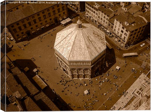 Florence Baptistry in Sepia Canvas Print by Scott K Marshall