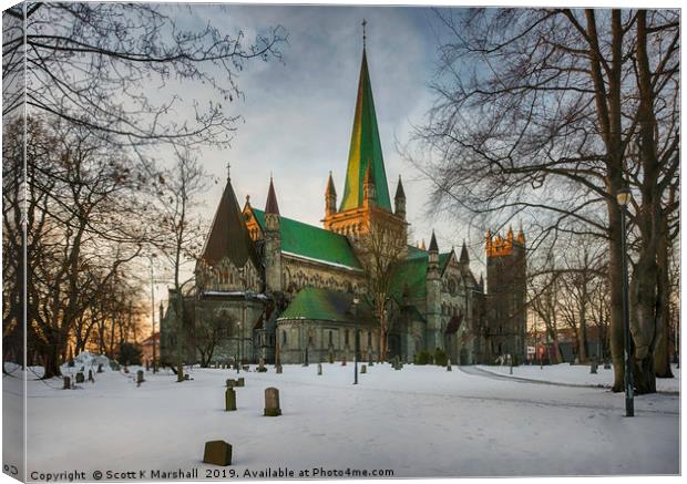 Nidaros Cathedral Trondheim Canvas Print by Scott K Marshall