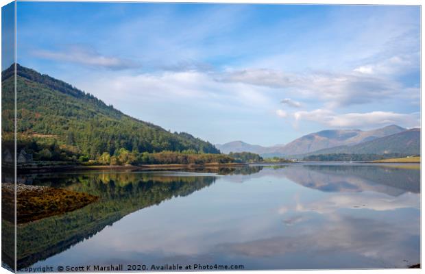 Loch Leven tranquil autumn reflection Canvas Print by Scott K Marshall
