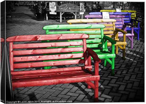 Colourful Garden chairs. Canvas Print by Laura Jarvis