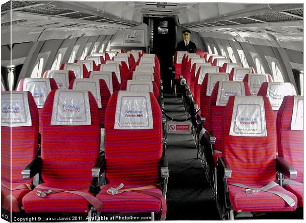 Seats inside Vickers Viscount Airplane Canvas Print by Laura Jarvis