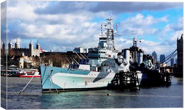 HMS Belfast Canvas Print by Laura Jarvis