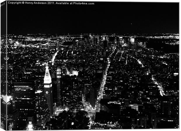New York Night Skyline Canvas Print by Henry Anderson