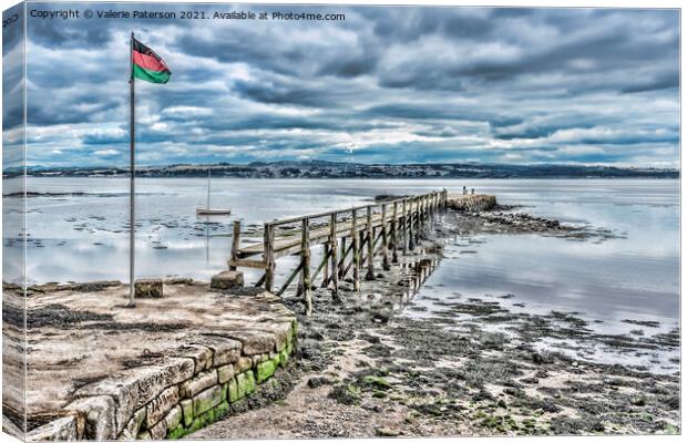 The Old Pier Culross Canvas Print by Valerie Paterson