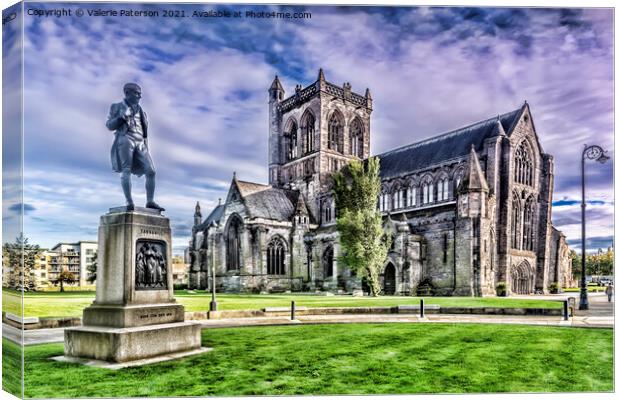 Paisley Abbey & Tannahill Statue Canvas Print by Valerie Paterson