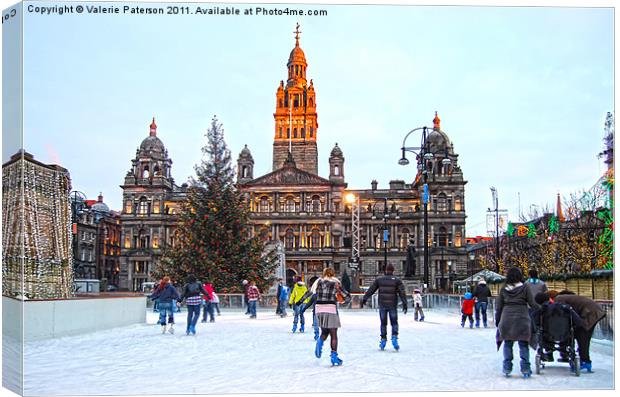 George Square Ice Rink Canvas Print by Valerie Paterson