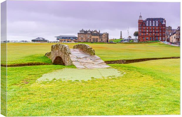 Swilcan Bridge on the Old Course  Canvas Print by Valerie Paterson
