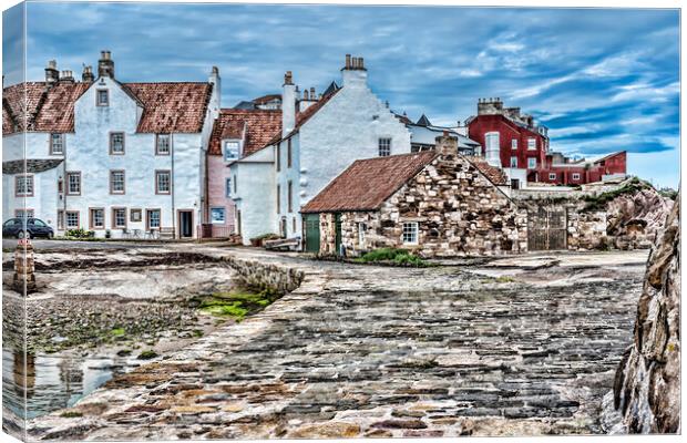Pittenweem Harbour Houses Canvas Print by Valerie Paterson