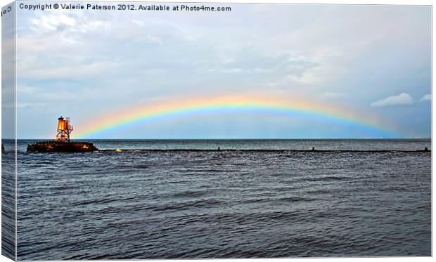 Rainbow At Sea Canvas Print by Valerie Paterson