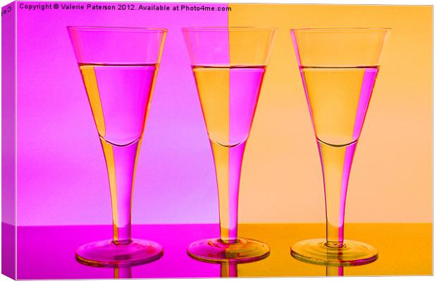 Pink n Peach Wine Glasses Canvas Print by Valerie Paterson