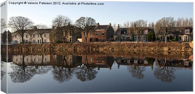 Reflection On Waterside In Irvine Canvas Print by Valerie Paterson
