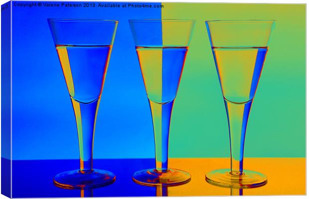 Blue & Orange Wine Glasses Canvas Print by Valerie Paterson