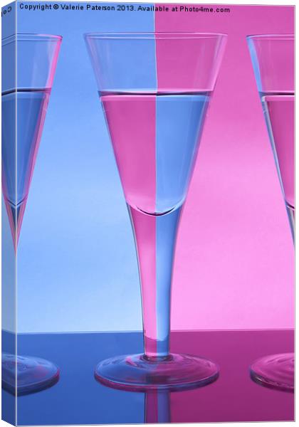 Pink & Blue Wine Glasses Canvas Print by Valerie Paterson