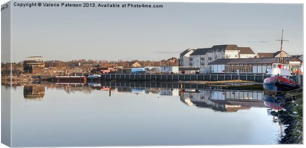 Reflection on Irvine Harbour Canvas Print by Valerie Paterson