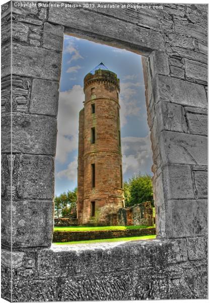 Tower Through The Ruin Canvas Print by Valerie Paterson