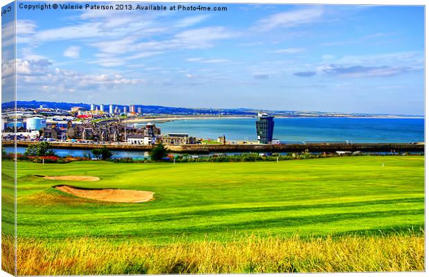 Golf At Aberdeen Harbour Canvas Print by Valerie Paterson