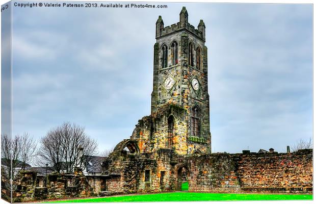 Kilwinning Abbey Clock Tower Canvas Print by Valerie Paterson