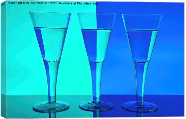 Three Wine Glasses in Blue Canvas Print by Valerie Paterson