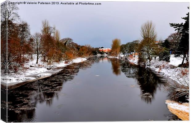 Snow on Ayr Banks Canvas Print by Valerie Paterson