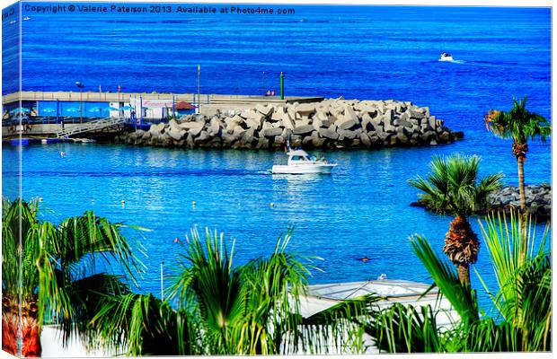 Costa Adeje Harbour Canvas Print by Valerie Paterson