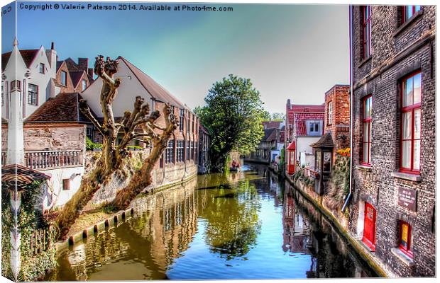 Canal In Brugge Canvas Print by Valerie Paterson