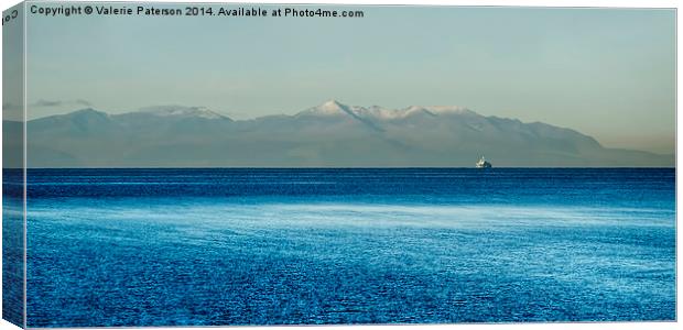 Snow Topped Arran Canvas Print by Valerie Paterson