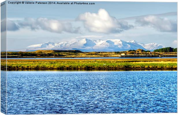 Snow Mountains Of Arran Canvas Print by Valerie Paterson