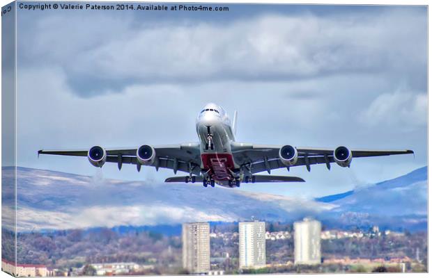 Emirates Take Off Canvas Print by Valerie Paterson