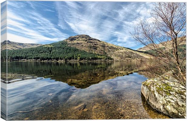  Reflection on Loch Eck Canvas Print by Valerie Paterson