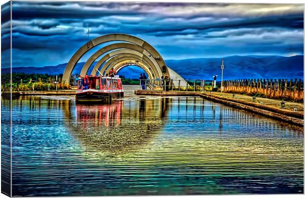 Falkirk Wheel Canal  Canvas Print by Valerie Paterson