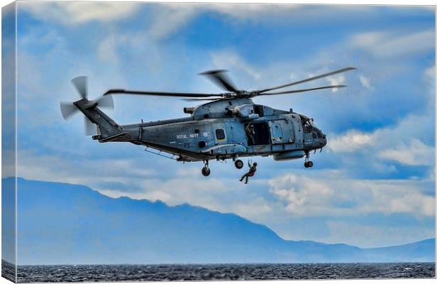 Royal Navy Helicopter Canvas Print by Valerie Paterson