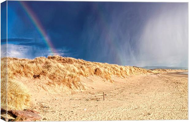 Rainbow on the Beach  Canvas Print by Valerie Paterson