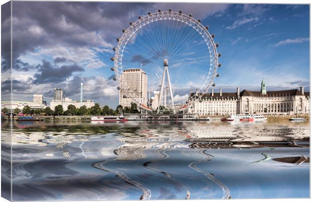 London Eye Across the Thames Canvas Print by Valerie Paterson