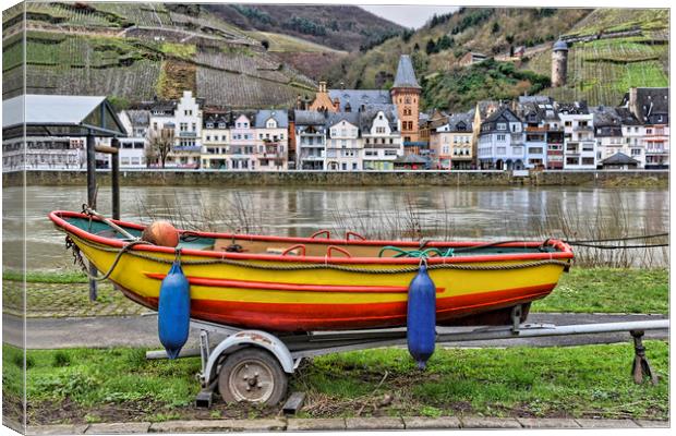 Boat on the Riverbank Canvas Print by Valerie Paterson