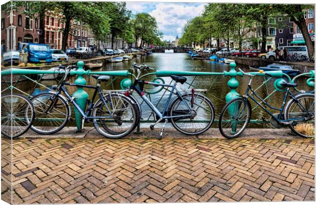 Bikes in Amsterdam Canvas Print by Valerie Paterson