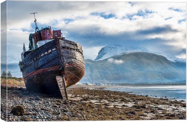 Corpach and the Nevis Range Canvas Print by Valerie Paterson