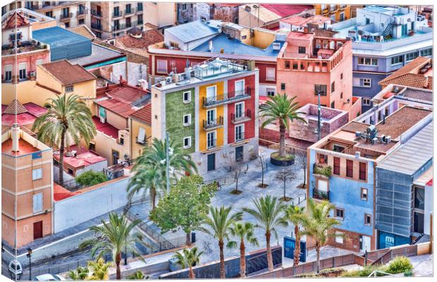 Alicante Coloured Houses Canvas Print by Valerie Paterson