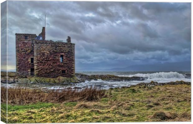 Portencross Castle Canvas Print by Valerie Paterson