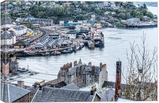 Oban Harbour View Canvas Print by Valerie Paterson