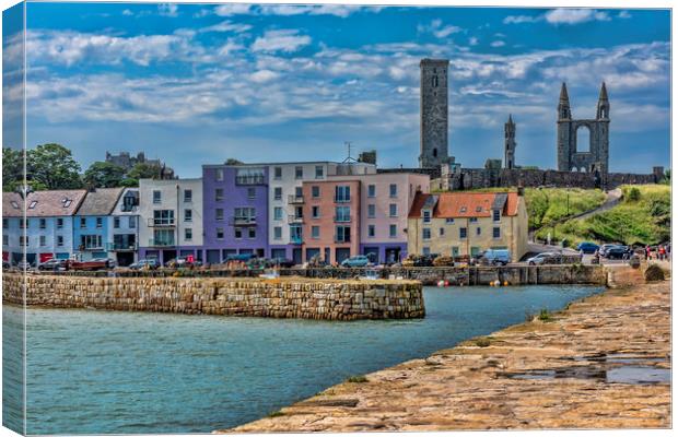 St Andrews Colourful Harbour Canvas Print by Valerie Paterson