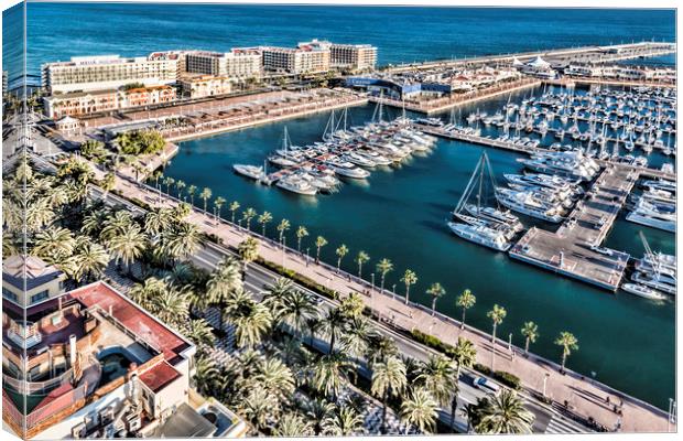 Alicante Marina From Above Canvas Print by Valerie Paterson