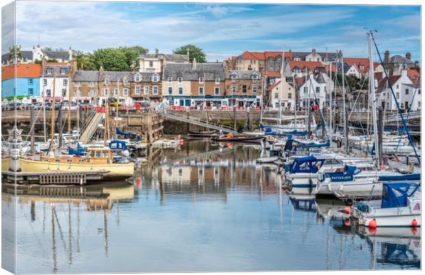 Anstruther Harbour Reflection Canvas Print by Valerie Paterson