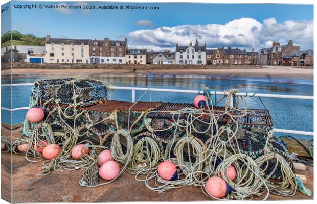 Stonehaven Lobster Pots Canvas Print by Valerie Paterson