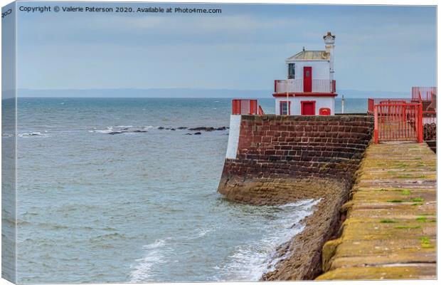 Harbour Wall Lighthouse Canvas Print by Valerie Paterson