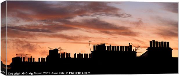 Silhouetted Rooftops at Dusk Canvas Print by Craig Brown