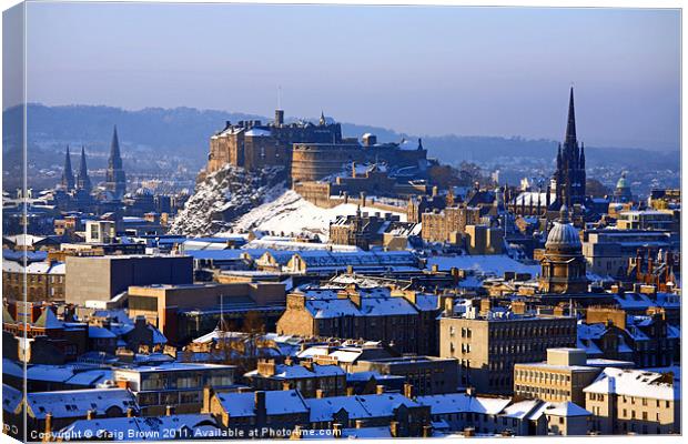 Edinburgh cityscape in winter Canvas Print by Craig Brown