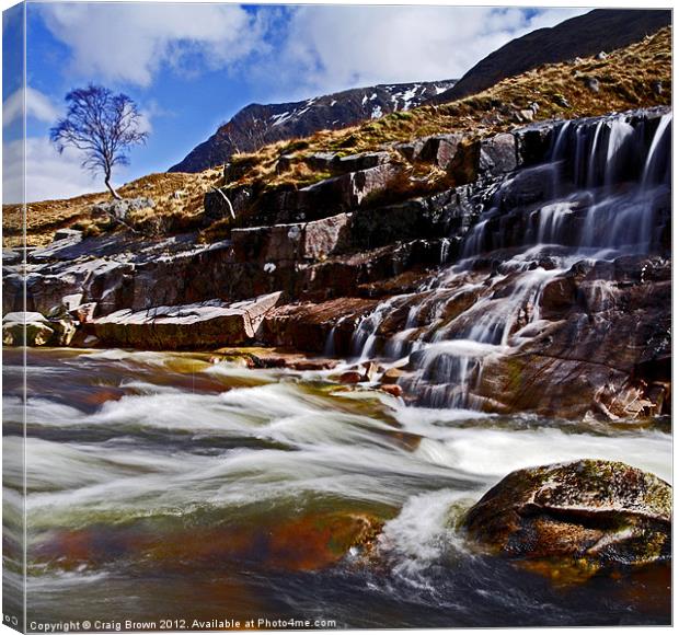 Waterfall, Glen Etive Canvas Print by Craig Brown