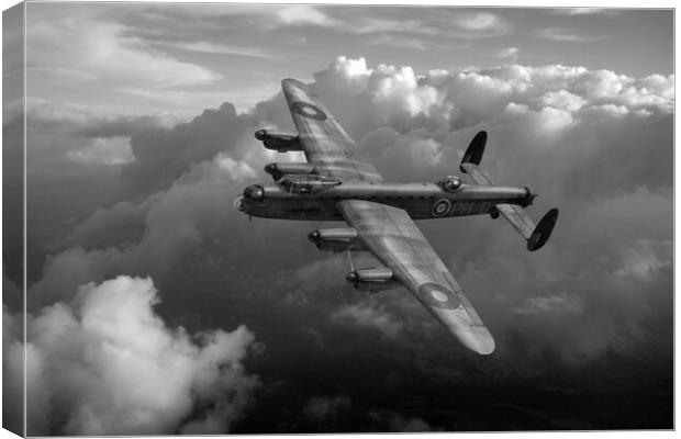Lancaster PH-D in flight B&W version Canvas Print by Gary Eason