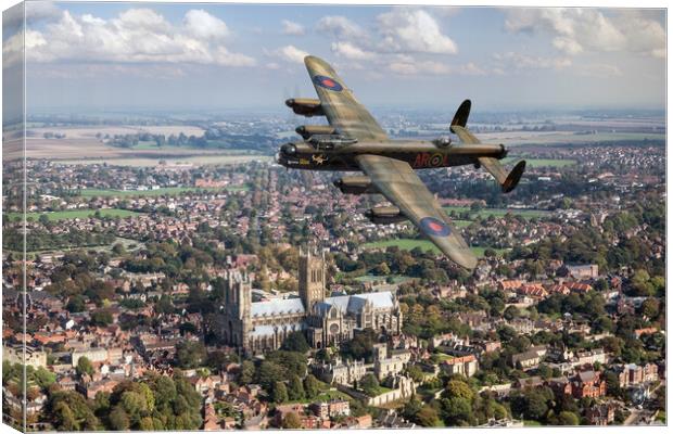 Lancaster AR-L over Lincoln  Canvas Print by Gary Eason