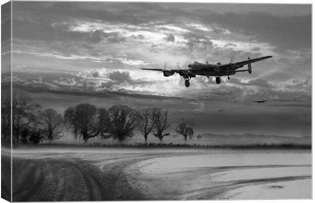 Lancasters morning return, B&W version Canvas Print by Gary Eason